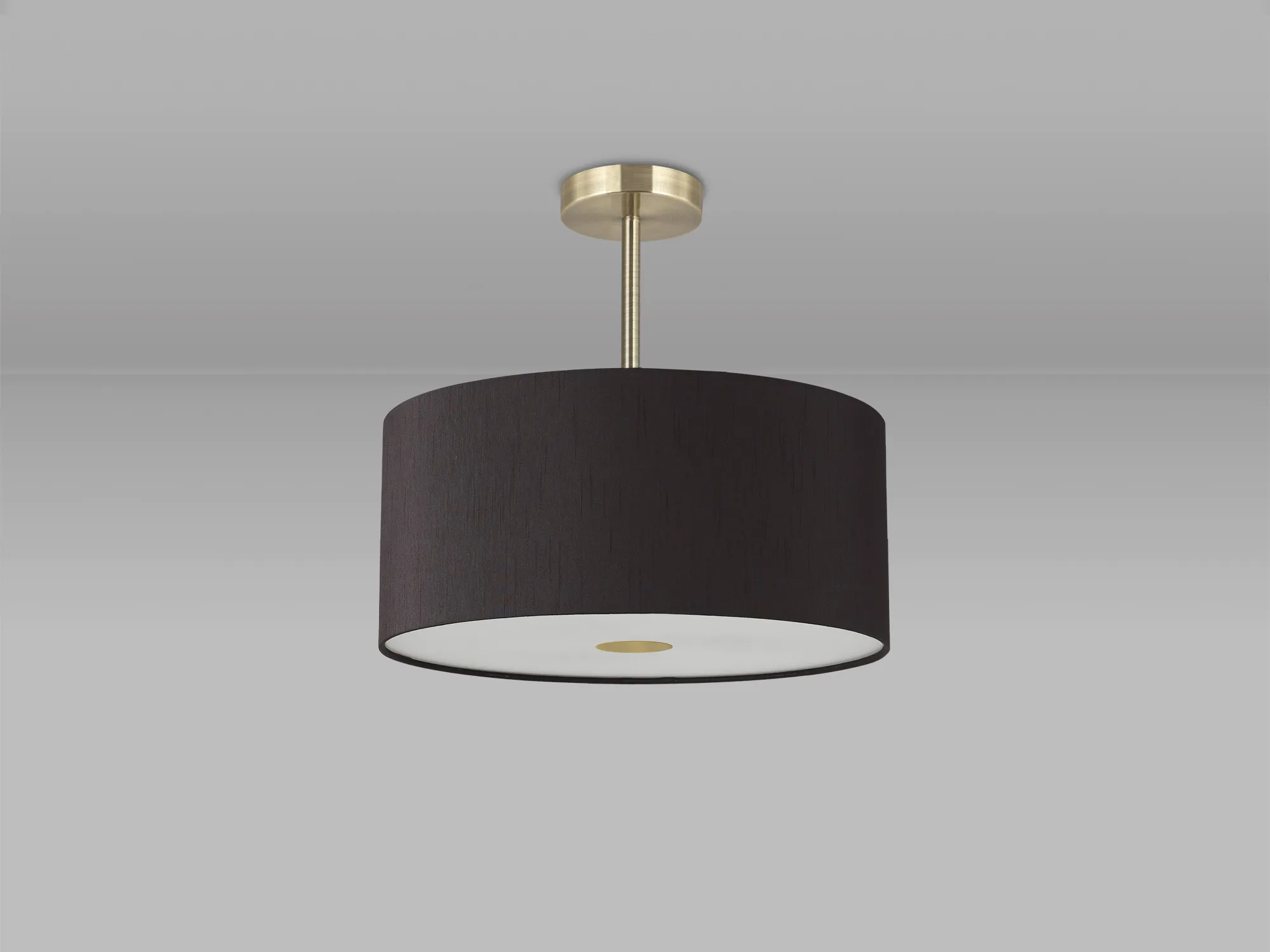 Baymont 40cm Semi Flush 3 Light Antique Brass, Black, Frosted Diffuser DK0379  Deco Baymont AB BL